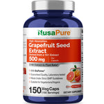 NusaPure Grapefruit Extract 500 mg per Capsule (Extract 10:1) Bioperine 150 Veggie caps (Gluten Free & Non-GMO)