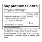 NusaPure Grapefruit Extract 500 mg per Capsule (Extract 10:1) Bioperine 150 Veggie caps (Gluten Free & Non-GMO)