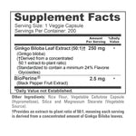 NusaPure Ginkgo Biloba 50:1 Extract, 250 mg per Veggie Caps 200 Capsules (Vegetarian, Non-GMO, Vegan) Bioperine