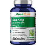NusaPure Sea Kelp Natural Iodine 325mcg 10:1 Extract, 65 mg Capsule 200 Count (Non-GMO, Vegan)