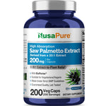 NusaPure Saw Palmetto 20:1 Extract, 200 mg per Veggie Caps 200 Count Non-GMO, Vegan, Vegetarian, Bioperine