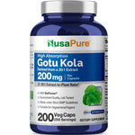 NusaPure Gotu Kola Capsules 20:1 Extract, 200 mg Per Veggie Caps, 200 Count, Non-GMO, Vegan, Bioperine - Traditional Herb Extract