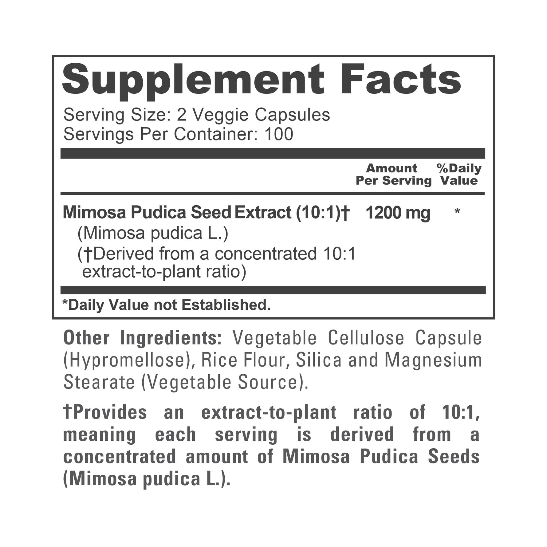 NusaPure Mimosa Pudica Seed 1,200 mg 200 Vegan Capsules (10:1 Extract, Non-GMO, Gluten Free)