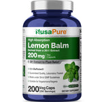 NusaPure Lemon Balm 30:1 Extract, 200 mg Per Vegan Caps - 200 Count Non-GMO, Vegan Bioperine