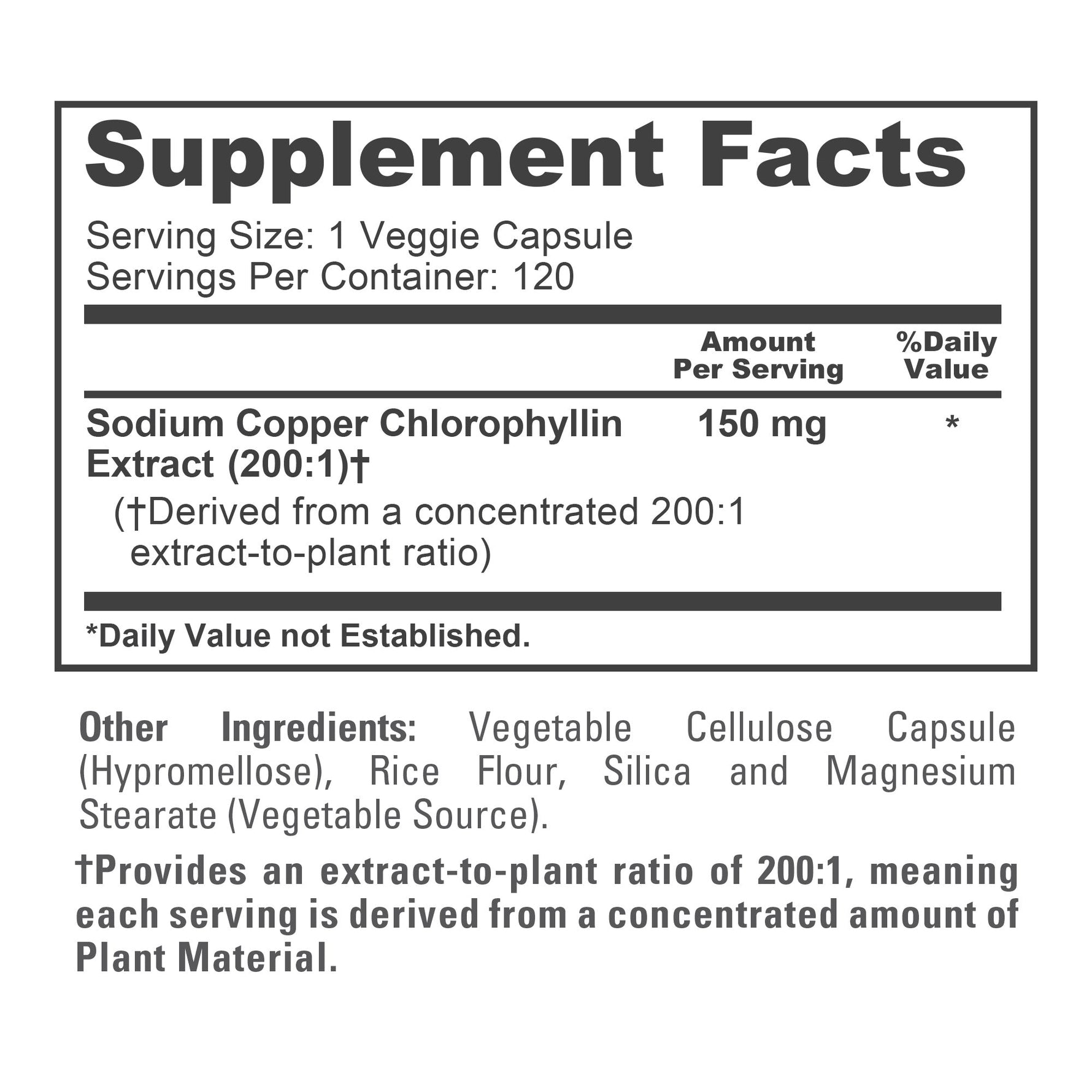 NusaPure Chlorophyll 200:1 Extract, 150 mg per Capsule 120 Vegetarian Caps (Non-GMO, Vegan)