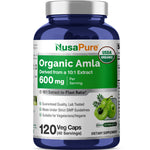 NusaPure Organic Amla Capsules 10:1 Extract, 600 mg | 120 Count | Amalaki Fruit | USDA, Vegan, Non-GMO Supplement