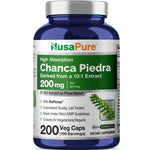 NusaPure Chanca Piedra 200mg | 200 Veggie Caps | Herbal Extract Supplement | Extract 10:1, Non-GMO, Bioperine | 100 Servings per Bottle