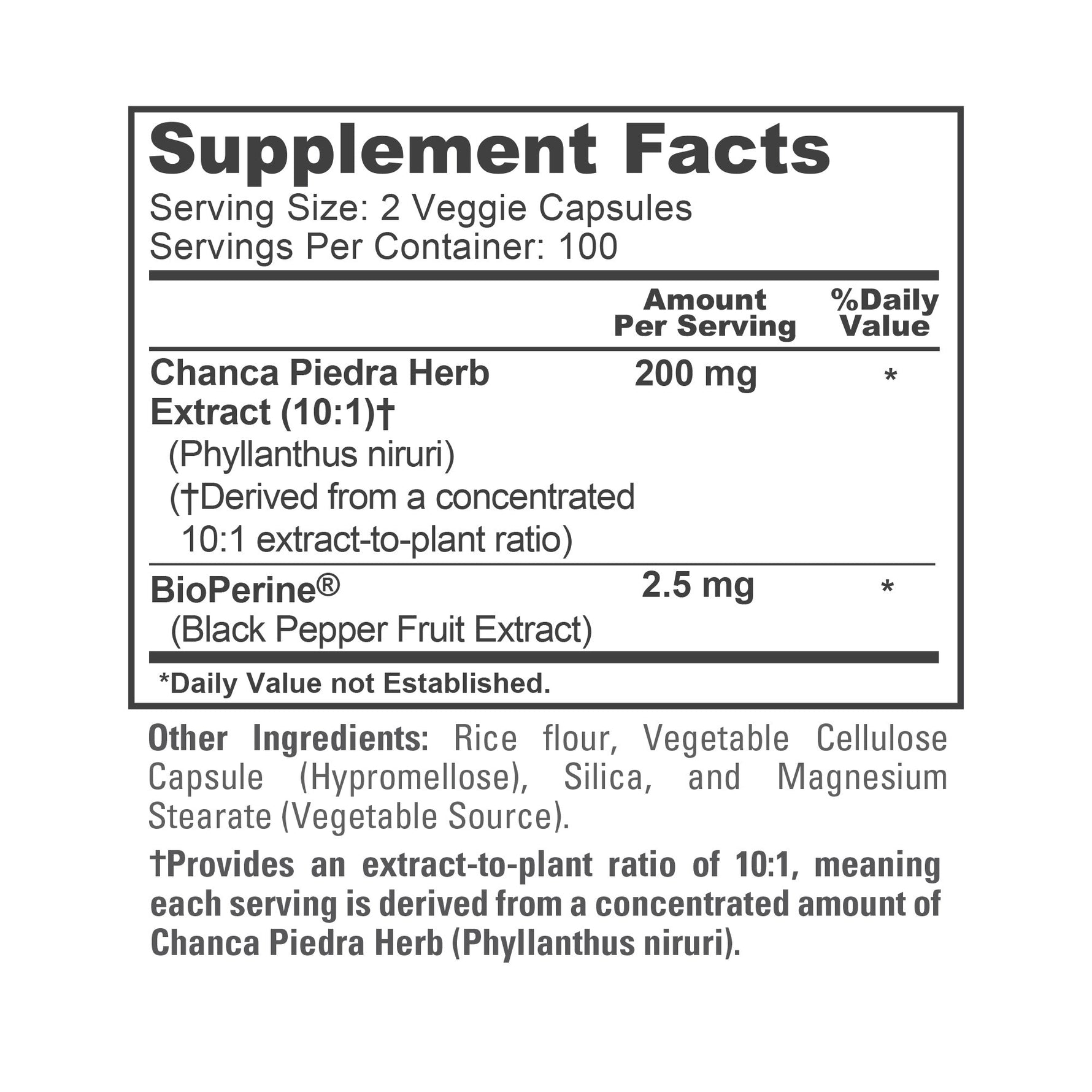 NusaPure Chanca Piedra 200mg | 200 Veggie Caps | Herbal Extract Supplement | Extract 10:1, Non-GMO, Bioperine | 100 Servings per Bottle