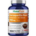 NusaPure Sarsaparilla Root 20:1 Extract - Suitable for Vegetarian/Vegan, Non - GMO - 150 mg - 150 Capsules