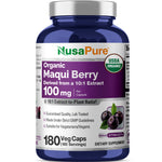 NusaPure USDA Organic Maqui Berry 10:1 Extract, 100 mg 180 Veg Caps Suitable for Vegetarians and Vegans, Non-GMO