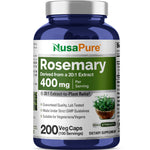 NusaPure Rosemary Capsules | 20:1 Extract, 400 mg | 200 Veggie Caps | Non-GMO & Vegan