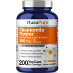 NusaPure Chamomile Flower 20:1 Extract, 300 mg Per Veggie Caps 200 Count (Non-GMO, Vegan)