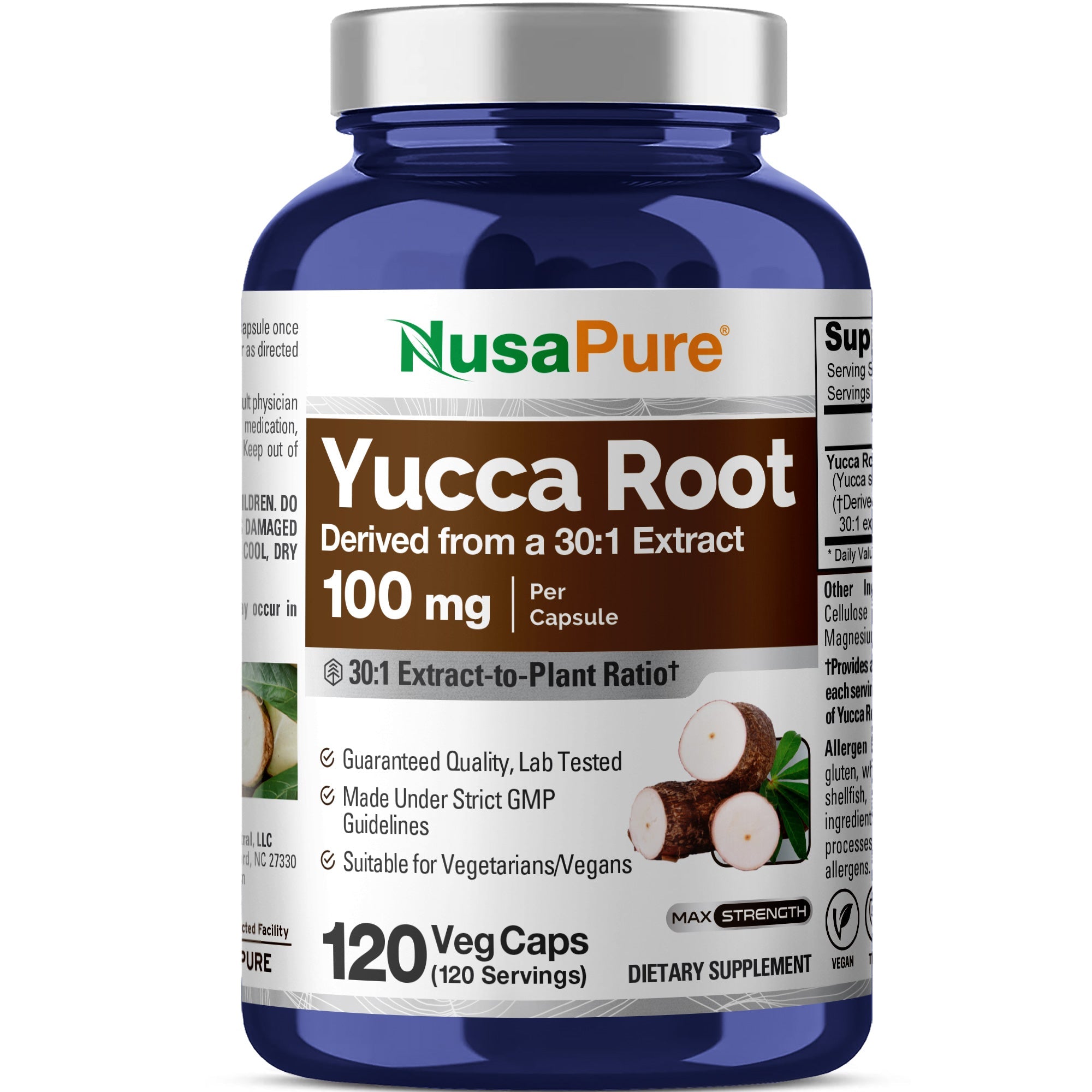 NusaPure Yucca Root 30:1 Extract, 100 mg 120 Veggie Capsules Yucca schidigera Non-GMO, Vegan