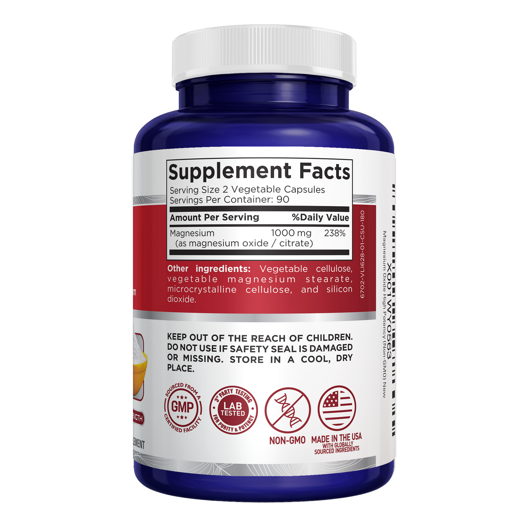 NusaPure Magnesium Oxide 1,000mg per Serving 180 Veggie Caps (Non-GMO, Vegan)