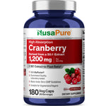 NusaPure Cranberry 1,200 mg 180 Veg Caps (Bioperine, Non-GMO, Vegan)