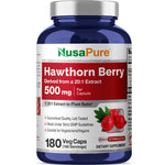 NusaPure Hawthorn Berry 20:1 Extract, 500 mg 180 Veg Caps, Suitable for Vegetarians, Vegan, Non-GMO Dietary Supplement
