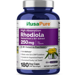 NusaPure Rhodiola Rosea 250mg 180 Veggie Capsules (Non-GMO, Extract 30:1, Vegan & Gluten-Free) Bioperine