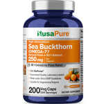 NusaPure Sea Buckthorn Omega-7 30:1 Extract, 250 mg per Veggie Caps - 200 Capsules - Non-GMO & Vegan