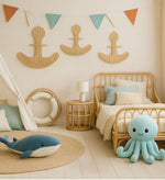 The Seaside Anchor – Boho Rattan Wall Hanging for Nurseries, Kids Rooms and Ocean Lovers