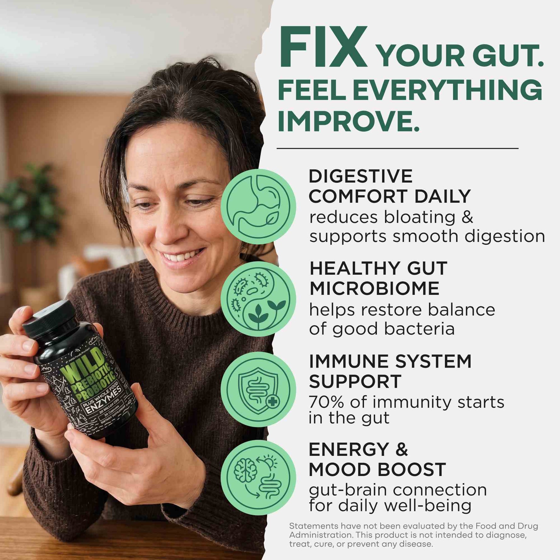 Prebiotics & Probiotics, 30 servings – Gut Health & Digestion Support