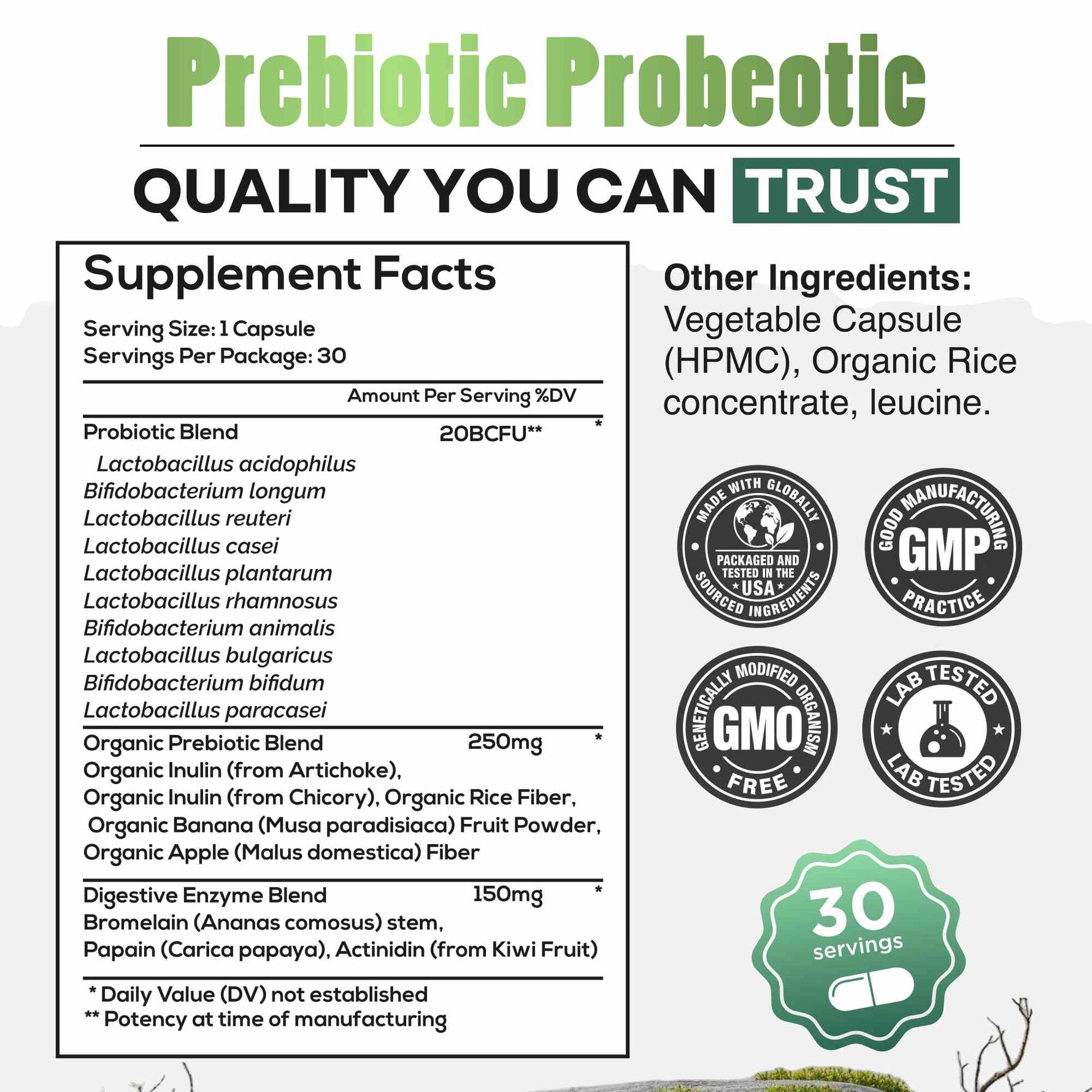 Prebiotics & Probiotics, 30 servings – Gut Health & Digestion Support