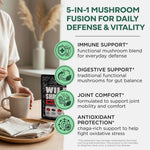 Master Mushrooms Blend, 110 servings – Daily Immune Support Adaptogenic Mushrooms