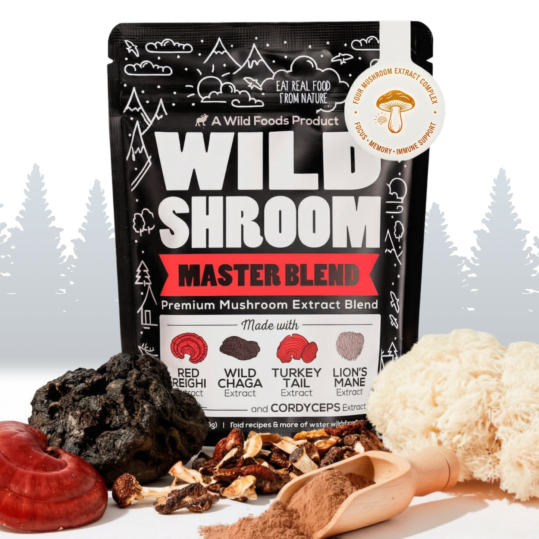 Master Mushrooms Blend, 110 servings – Daily Immune Support Adaptogenic Mushrooms