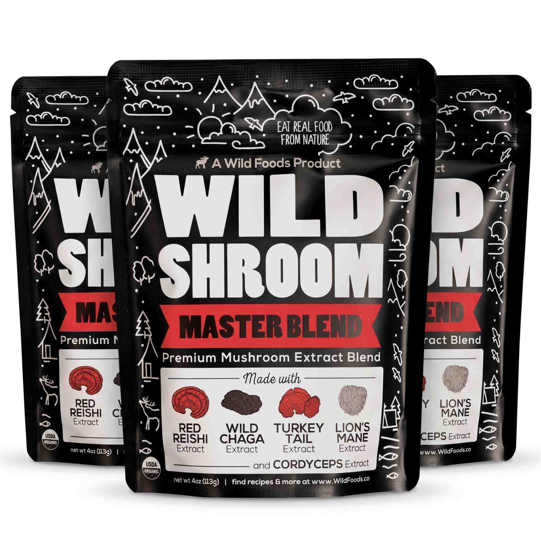 Master Mushrooms Blend, 110 servings – Daily Immune Support Adaptogenic Mushrooms