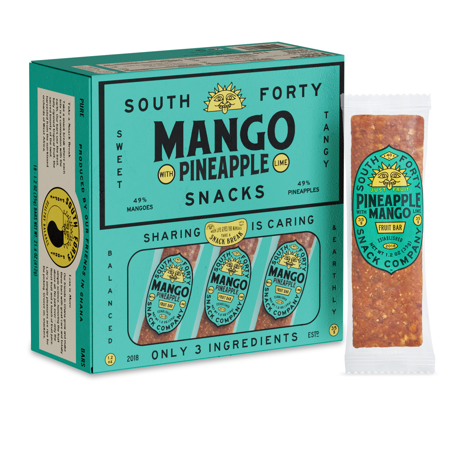 Mango Pineapple Lime Fruit Bars 18-Pack