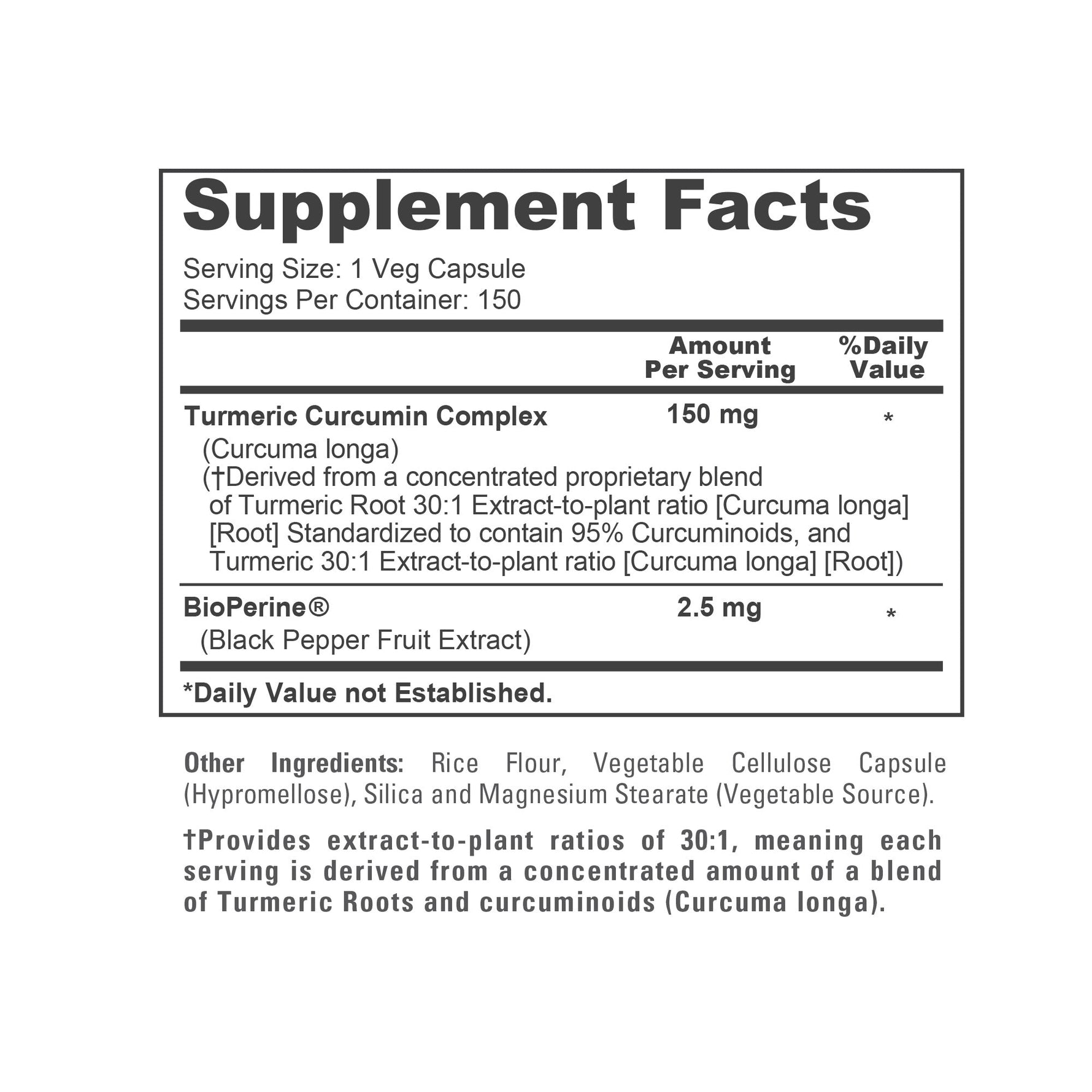 NusaPure Turmeric Curcumin Complex 150mg per caps, 150 caps, Non-GMO, Gluten-Free, & Bioperine