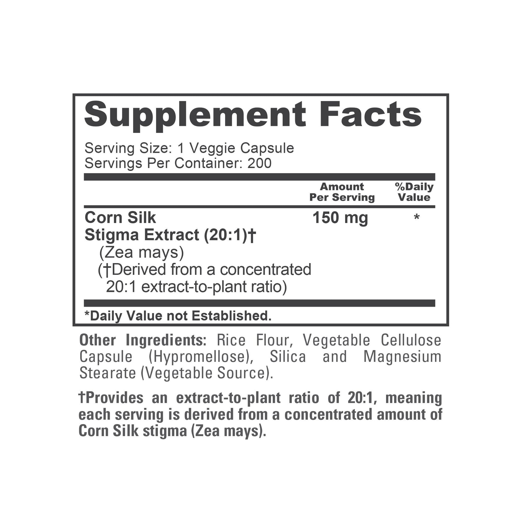 NusaPure Corn Silk Extract 150 mg per Caps - 200 Veggie Caps (100% Vegetarian, Non-GMO, Extract 20:1, Vegan)