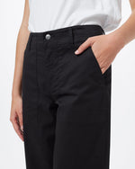 Twill Cropped Wide Leg Pant