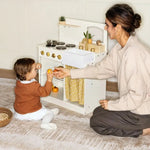 Tiny Land® Wooden Play Kitchen for Toddlers - Honey Kitchenette Pretend Cooking Set