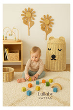 Rattan Bear Hamper Basket | Kids Toy Storage & Nursery Laundry Basket
