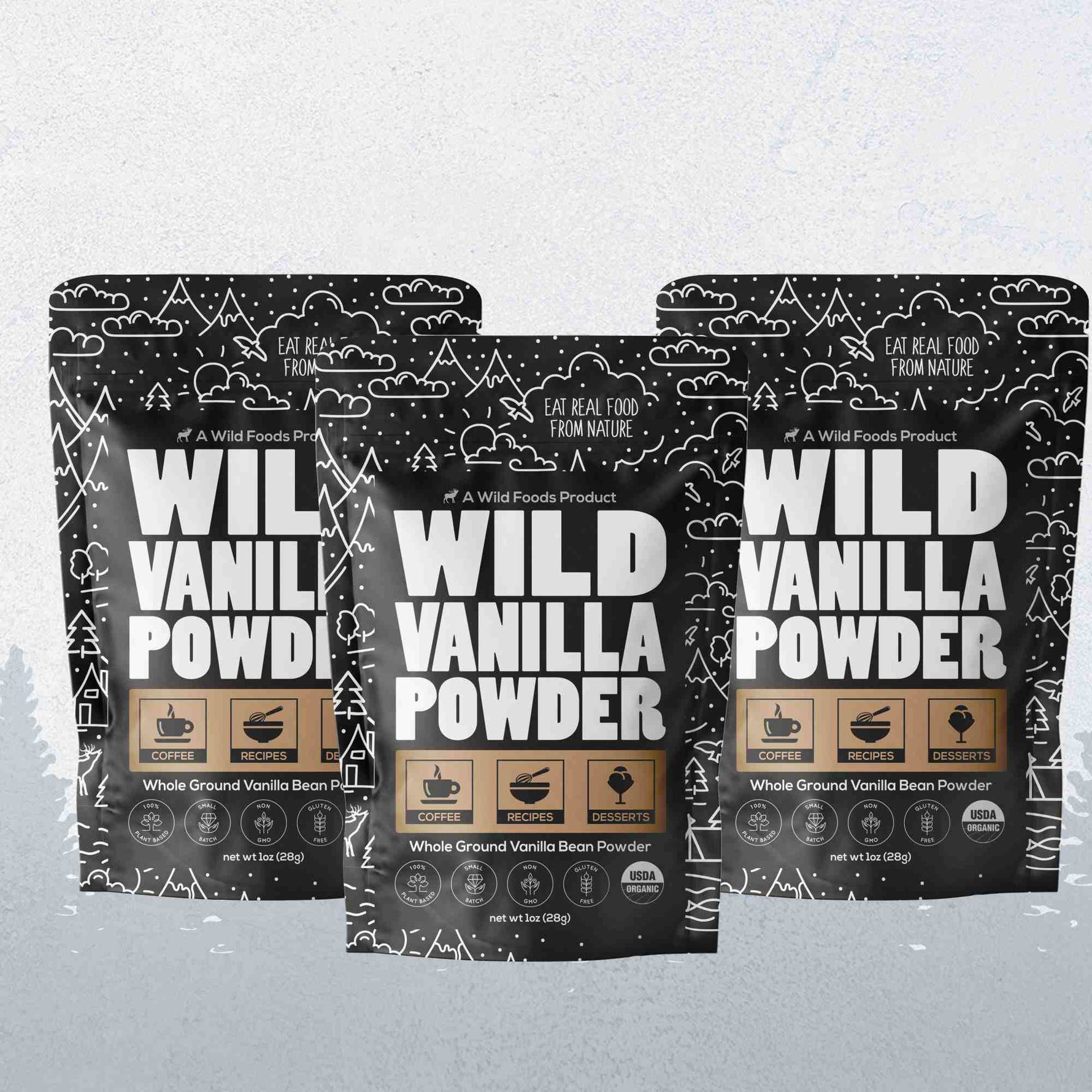 Vanilla Powder, 28 servings - Organic Ground Whole Vanilla Beans