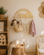 Montessori Rainbow Wall Hanger  |  Rattan Wall Rack | Boho Nursery Wall Hooks for Kids