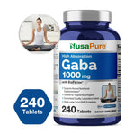 NusaPure GABA - Suitable for Vegetarian/Vegan, Non- GMO - 1000 mg - 240 Tablets