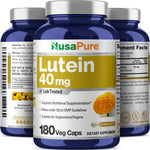 NusasPure Lutein - Suitable for Vegetarian/Vegan, Non - GMO - 40 mg - 180 Capsules