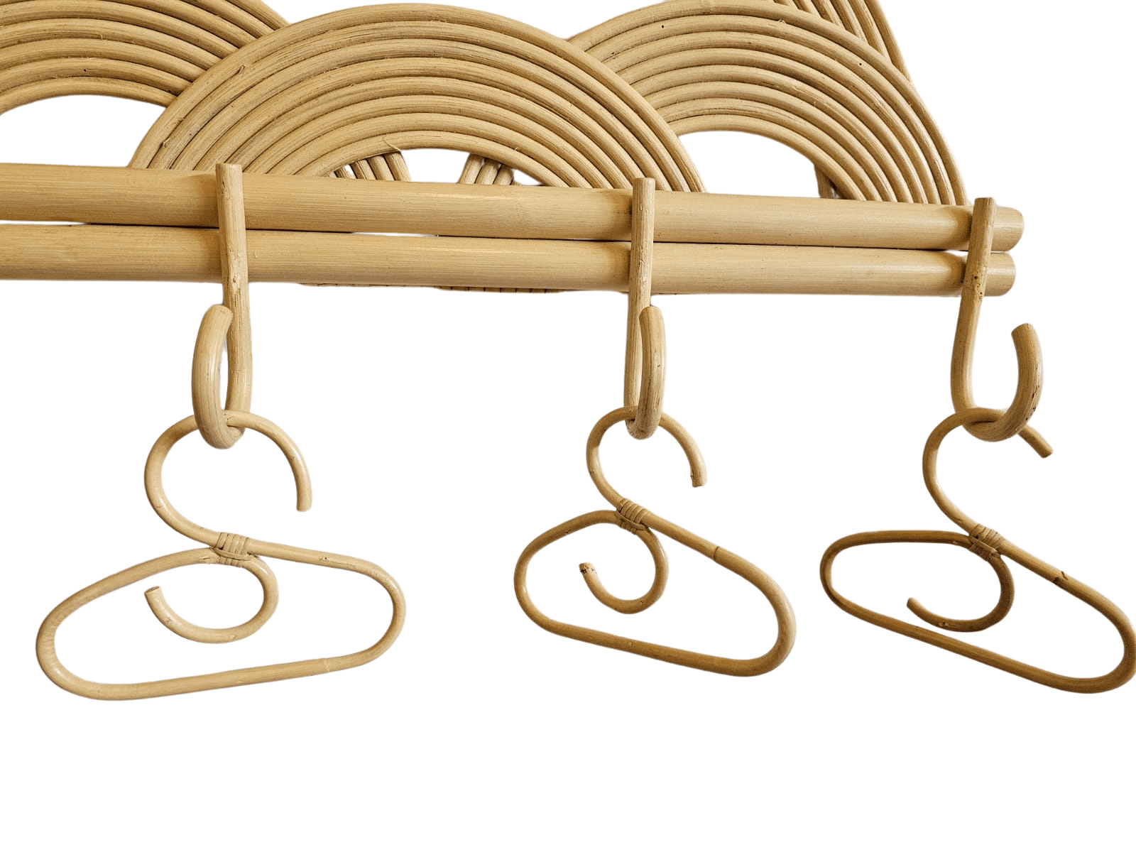 Montessori Rainbow Wall Hanger  |  Rattan Wall Rack | Boho Nursery Wall Hooks for Kids