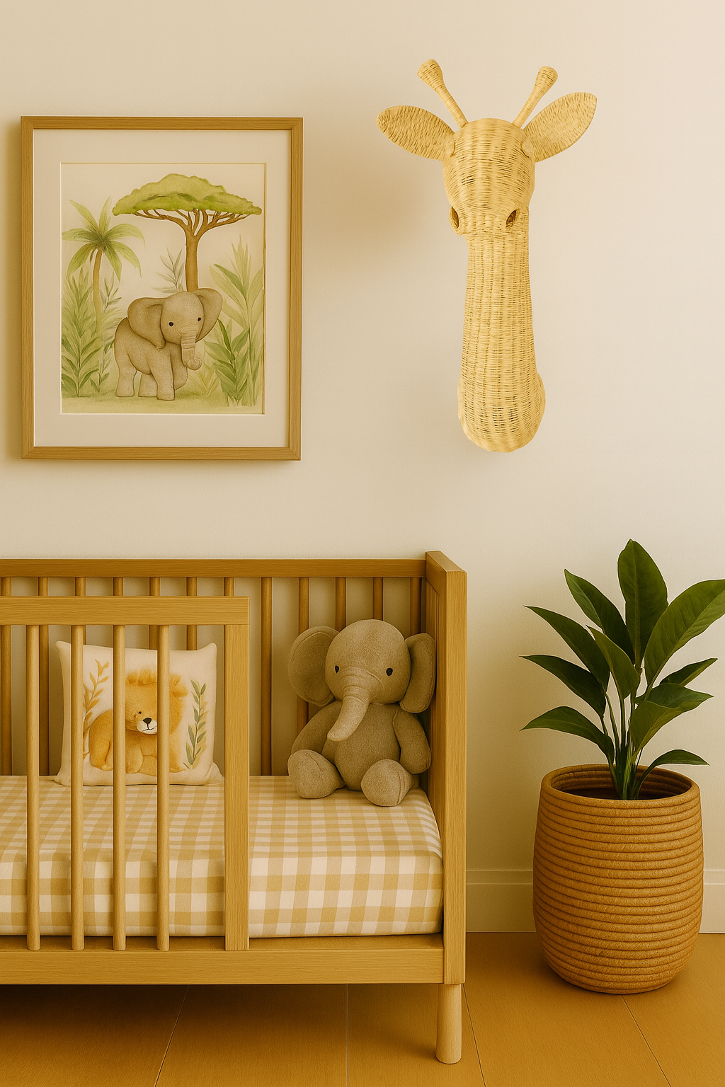 Rattan Giraffe Wall Decor – Boho Nursery & Kids Room Wall Art | Handmade Safari Animal Decor