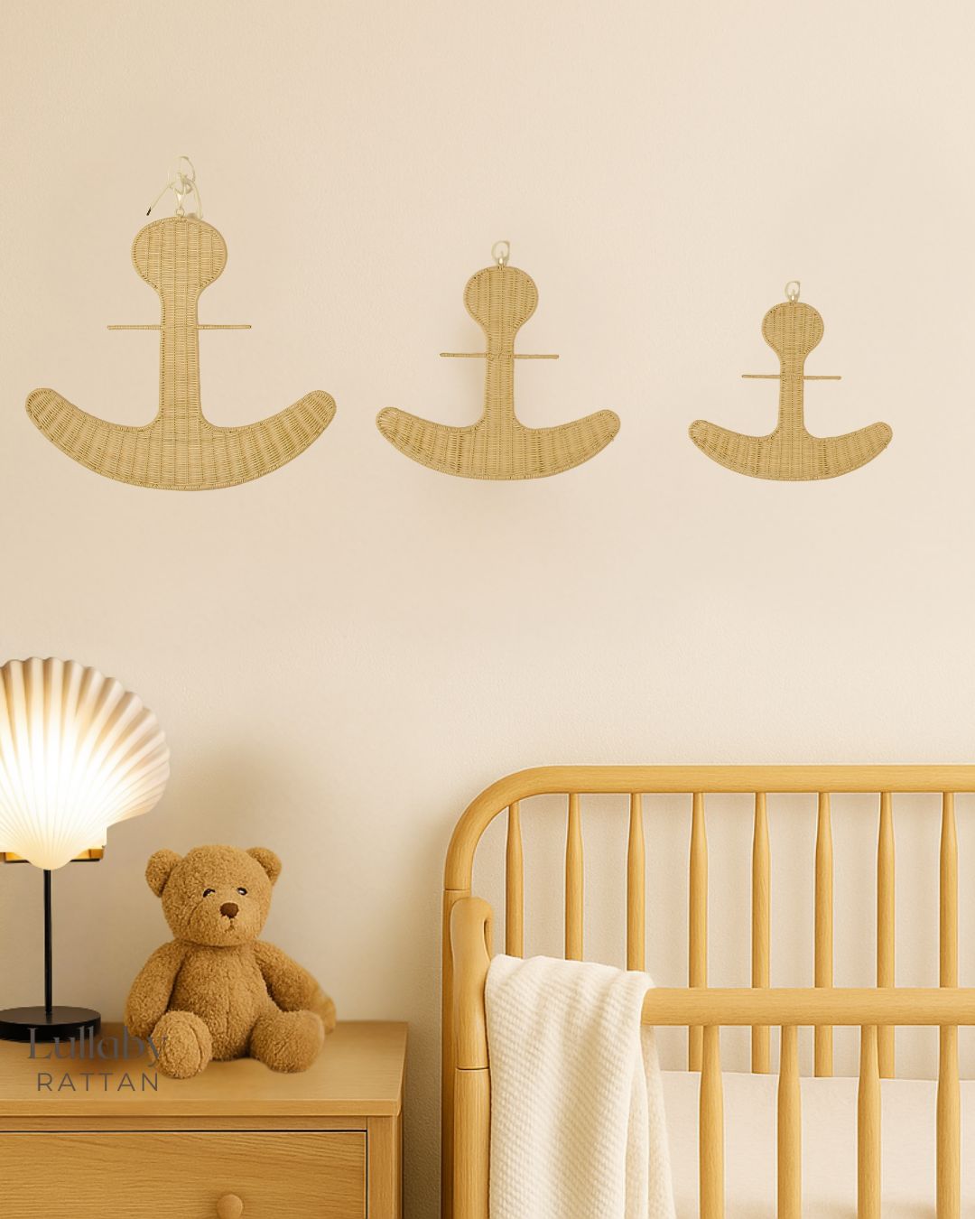 The Seaside Anchor – Boho Rattan Wall Hanging for Nurseries, Kids Rooms and Ocean Lovers