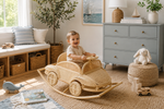 Vintage Inspired Rattan Rocking Car for Toddlers