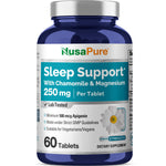 NusaPure Sleep Support with Chamomile & Magnesium 250 mg 60 Per Tablet Vegetarian/Vegan, Non-GMO