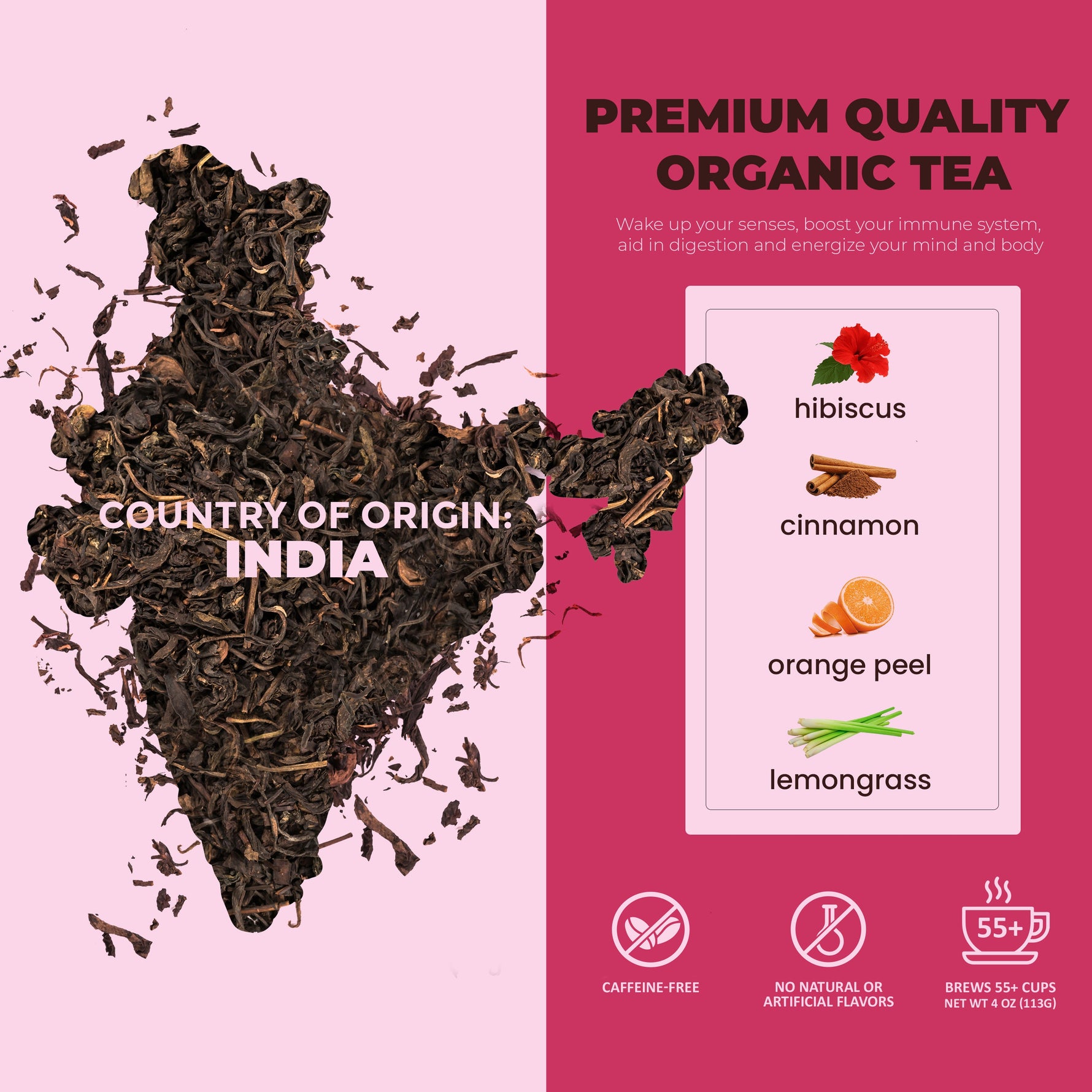 Cinnamon Hibiscus Tea, Antioxidant-Rich Herbal Blend | Organic