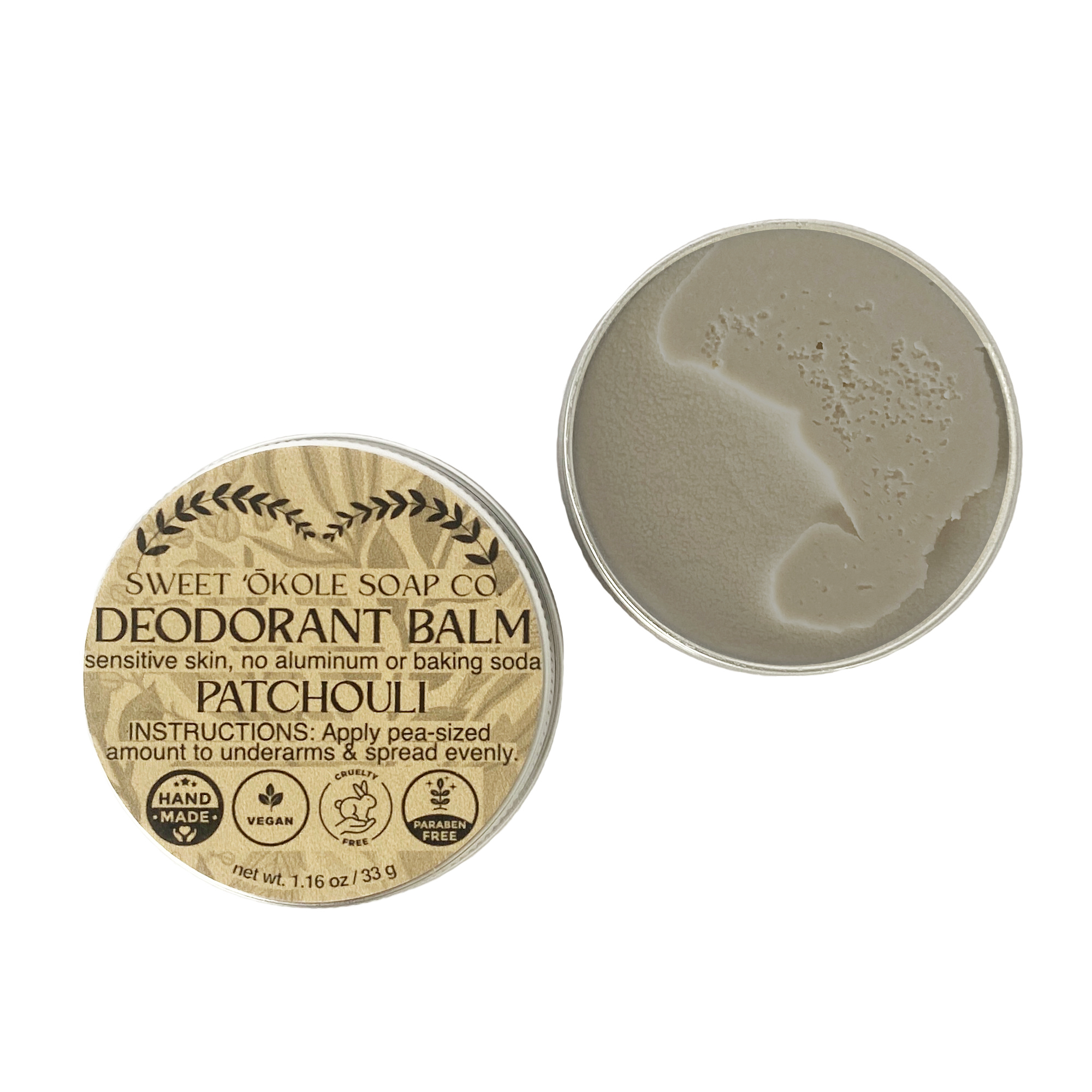 Patchouli Natural Deodorant for Sensitive Skin