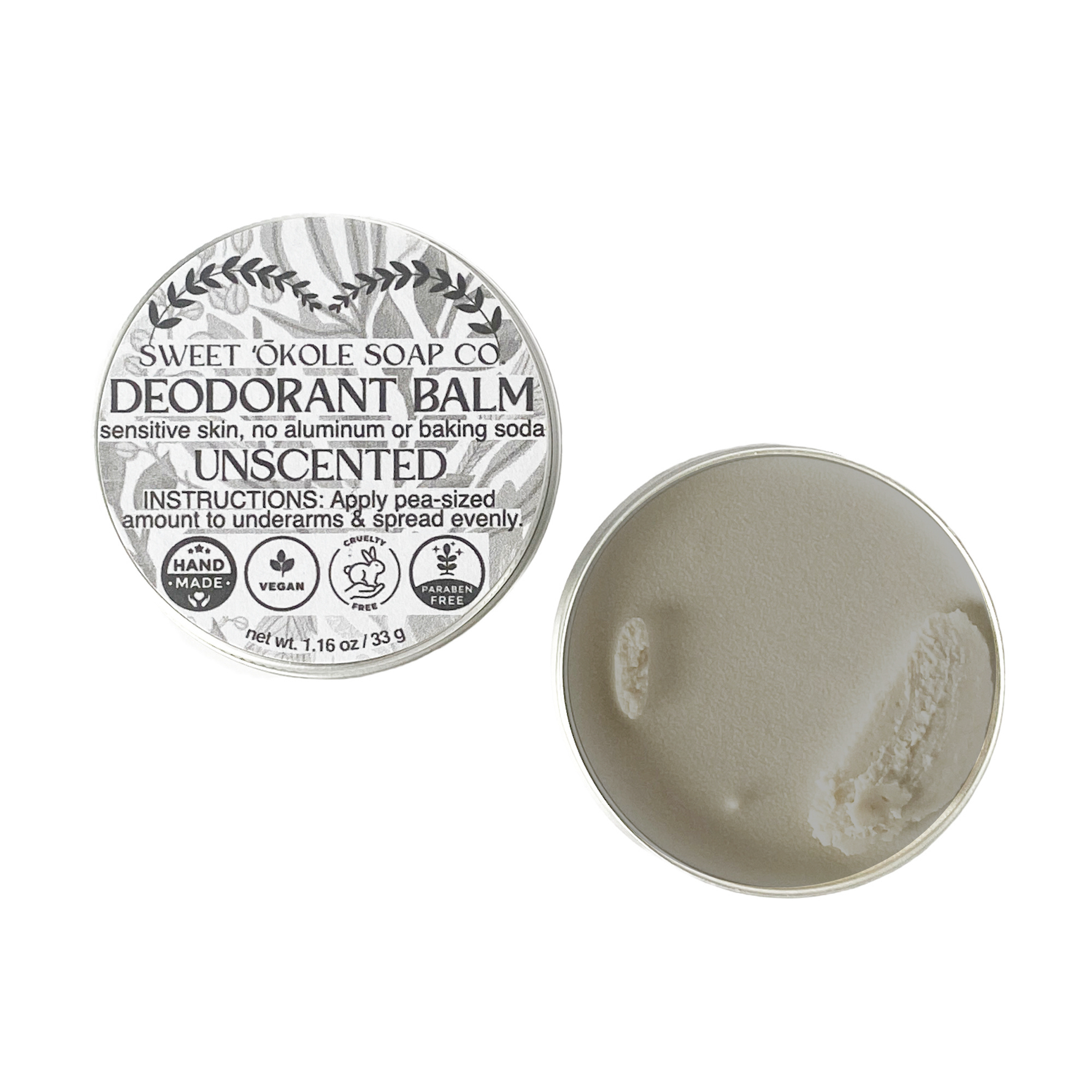 Natural Deodorant for Sensitive Skin, Unscented Ultra-Gentle