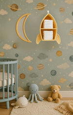 Rattan Rocket Ship Wall Shelf – Space Theme Kids Room & Nursery Décor
