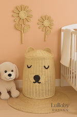 Rattan Bear Hamper Basket | Kids Toy Storage & Nursery Laundry Basket