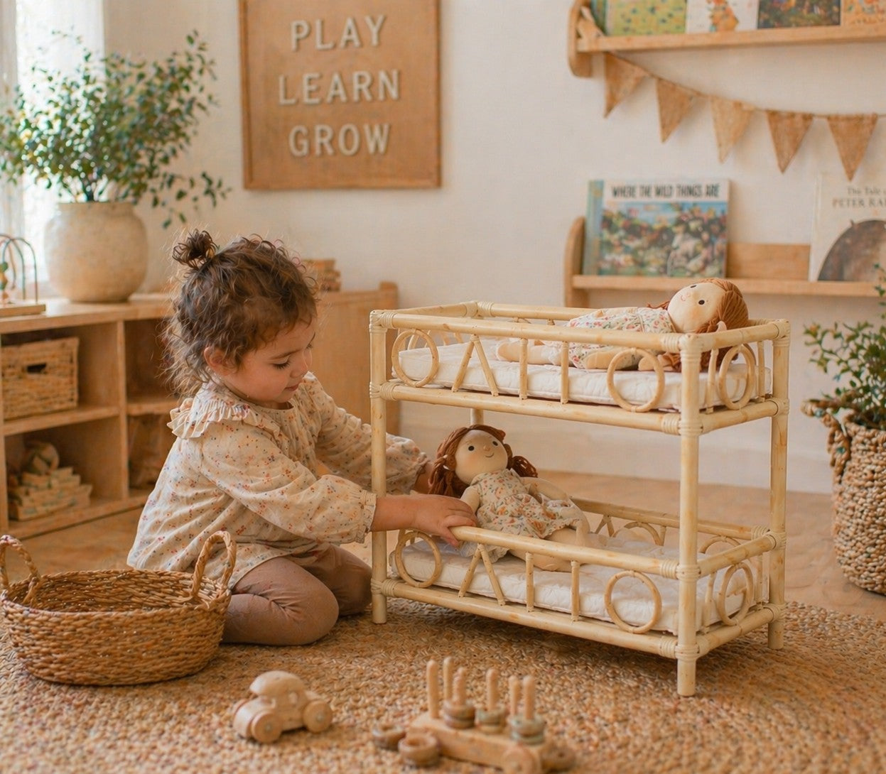 The Solstice Heirloom Rattan Doll Bunk Bed