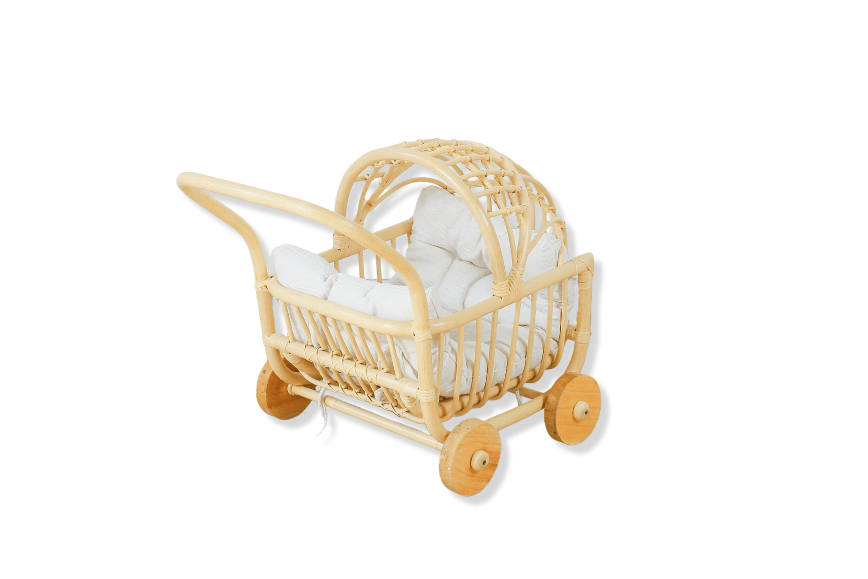 Rattan Doll Stroller – Handmade Boho Doll Pram for Imaginative Play